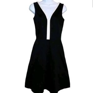 Morell Maxie A-line Tuxedo Fit Black Flared Dress White Trim Size 8